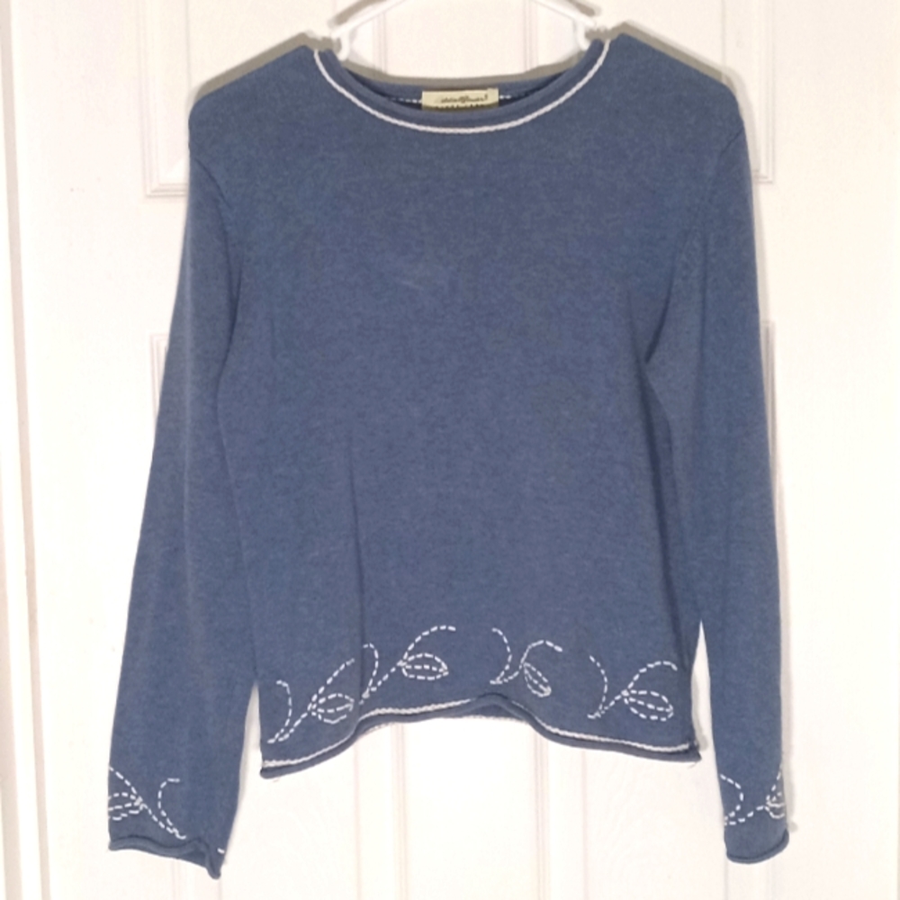 sweater Pullover Eddie Bauer cotton embroidered
